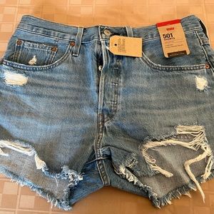 Levi's‎ Women's 501 Shorts Size 30 NEW Light Cotton Button Fly Distressed